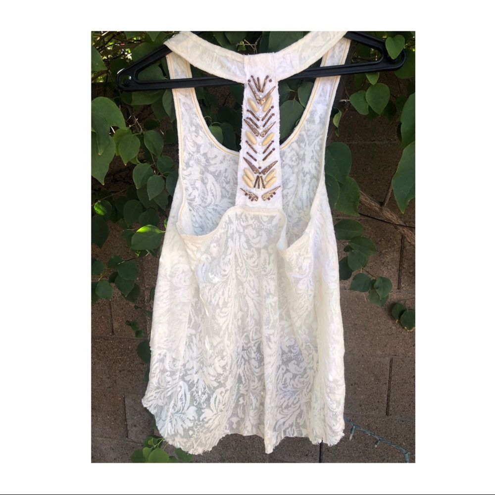 Free People Racer Back Tank with Beads
